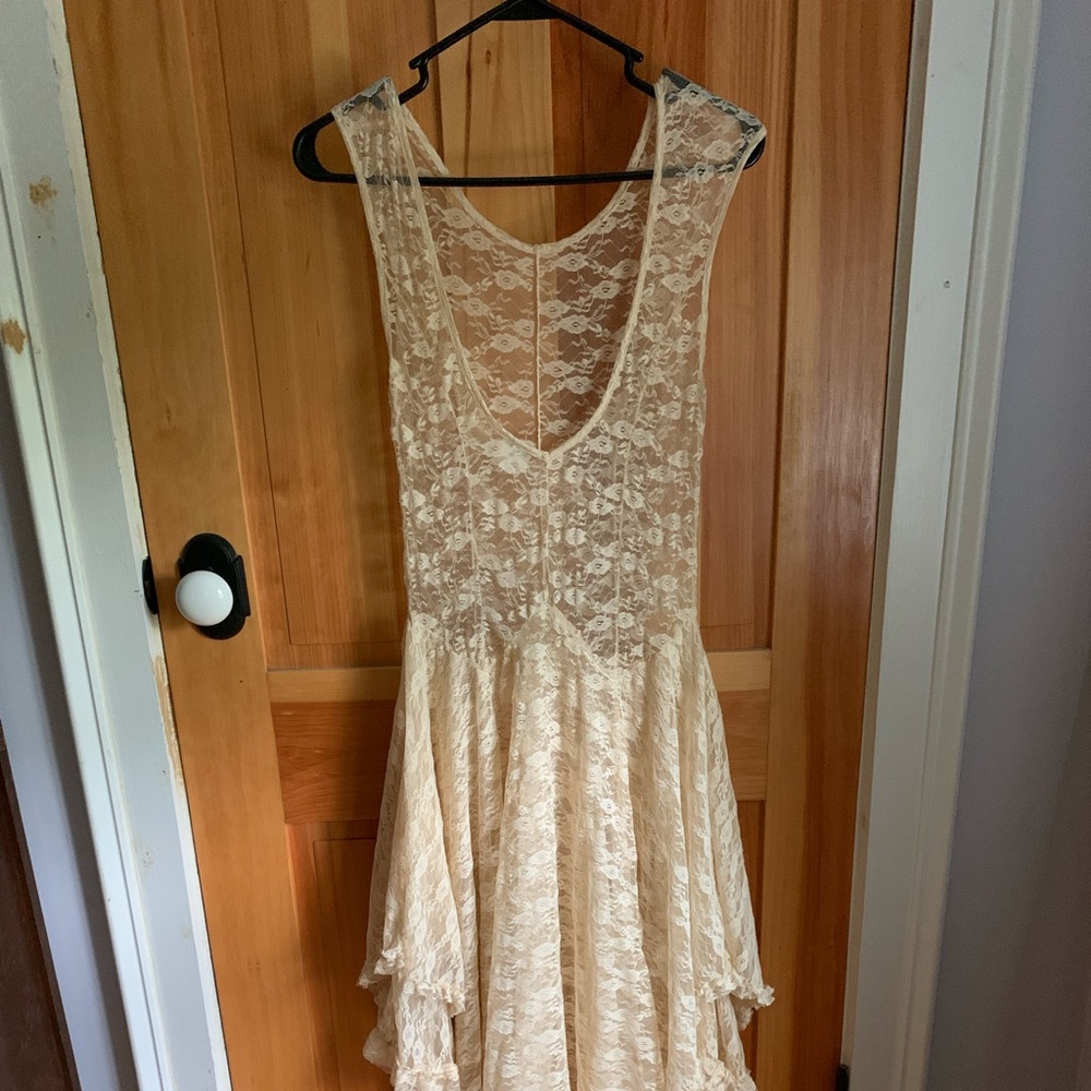 Free People lace maxi slip dress, size small, off-white